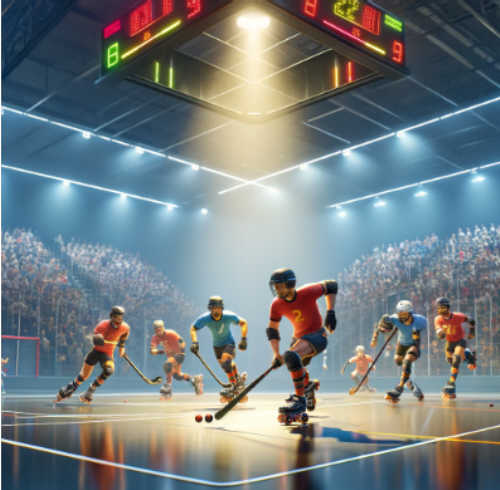 Rollhockey Spielszene