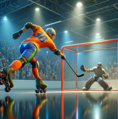 Rollhockey Torschuss